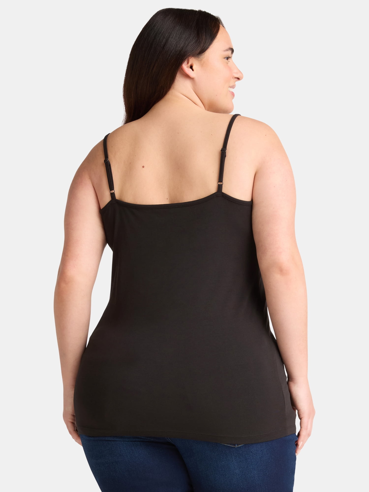 Terra & Sky Women’s Plus Camisole with Adjustable Straps, 2-Pack, Sizes 0X-5X