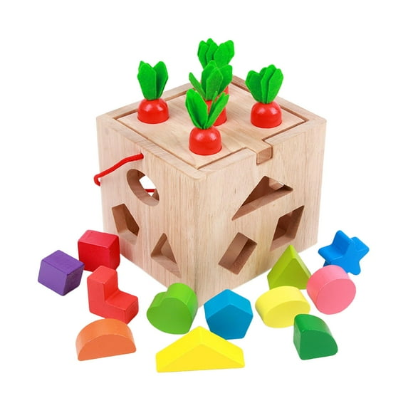 Object Permanence Box Montessori Toys for 1 2 3 Year Old Wooden Shape Sorter for