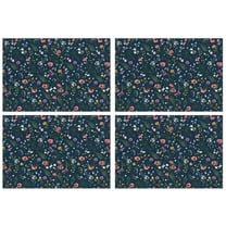Pioneer Flower Floral Print Pattern Summer Placemats Table Placemats Set Of 4-Linen Kitchen Washable Placemats Table Mats 12x18 Inch Non-Slip Heat Resistant