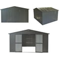 thumbnail image 6 of 11x12.5 FT Metal Garden Storage Cabinet Outdoor Waterproof Patio Cabinet Garden Storage Cabinet with Lockable Door for Backyard Lawn Garden 154.17x138.11x78.70 in Dark Gray Utility Tool Storage, 6 of 7