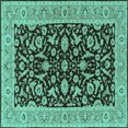 thumbnail image 1 of Ahgly Company Machine Washable Indoor Square Oriental Turquoise Blue Traditional Area Rugs, 3' Square, 1 of 4