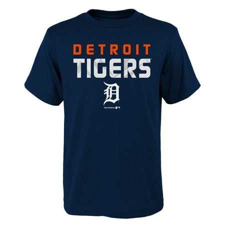 MLB Detroit TIGERS TEE Short Sleeve Boys Team Name and LOGO 100% Cotton Team Color
