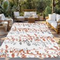 thumbnail image 2 of Orange Grey Botanical Outdoor Rug for Patio/Deck/Porch, Non-Slip Large Area Rug 5 x 7 Ft, Spring Floral Summer Farmhouse Indoor Outdoor Rugs Washable Area Rugs, Reversible Camping Rug Carpet Runner, 2 of 8