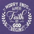 thumbnail image 5 of Wild Bobby, Worry Ends When Faith In God Begins Inspirational/Christian Women Slim Fit Junior Tee, Purple Rush, X-Large, 5 of 5