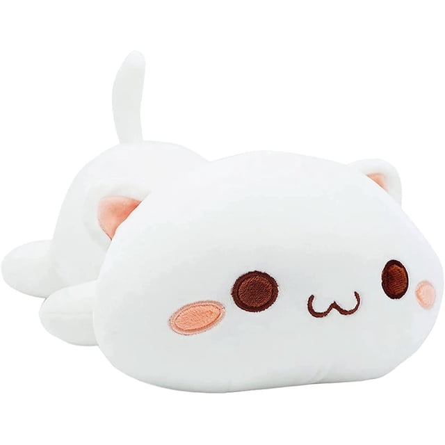 Almohada de Felpa, Lindo cojín de muñeca de Gato, Almohada de sofá Cama para Dormir, Regalo para bebés, niñas, niños, cumpleaños, Blanco1 ER