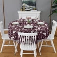 thumbnail image 2 of Burgundy Rock Skull Pattern Round Tablecloth 60"x60",Wrinkle Wipeable Table Cloth for Kitchen Dining Room Picnic Patio Party, 2 of 6