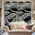 thumbnail image 4 of Swag Curtain Valances Abstract Lines Swag Valances for Kitchen Windows Sage Green Black Geometric Short Topper Curtains Valance Tier Pair for Kitchen Bedroom Living Room Bathroom 28"x36", 4 of 8