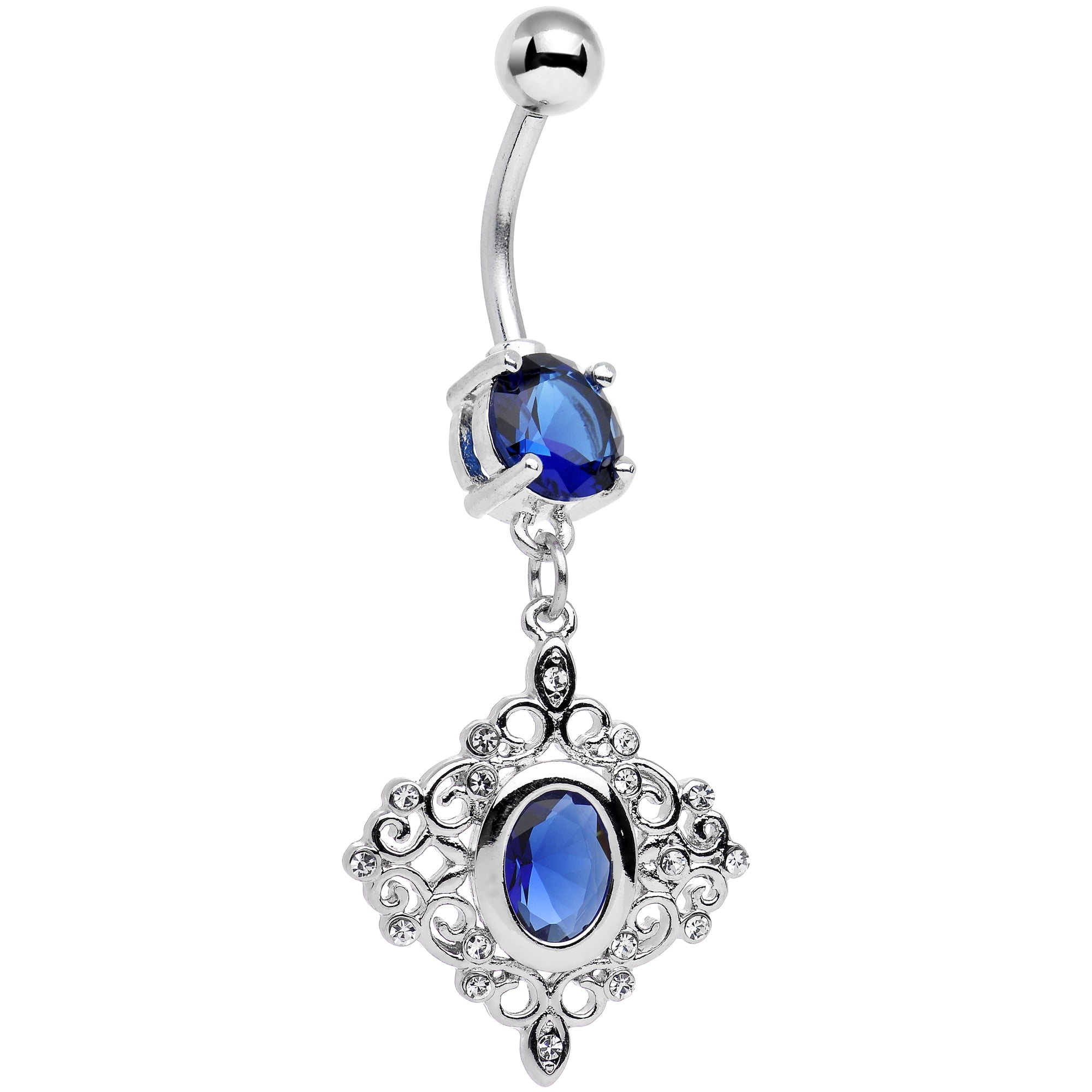 Body Candy Stainless Steel Dark Blue Fairy Tale Glamour Dangle Belly