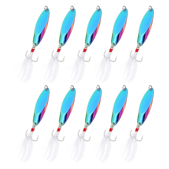 Uxcell 10Pcs 3/8 oz Metal Fishing Spoons Fishing Lures Casting Spoon Multicolor