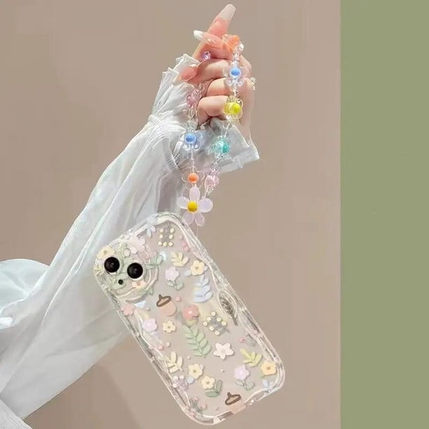 3D Flower Pearl Chain Phone Case For Xiaomi Redmi Note 12 4G 9 8