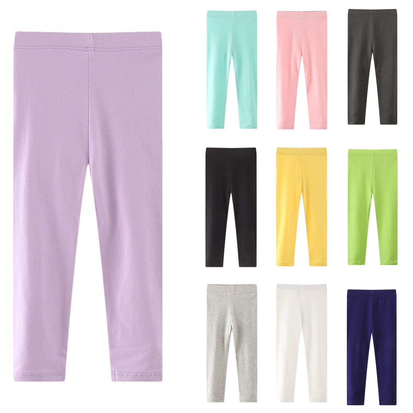 Lovzfmll Boys & Girls Cotton Thermal Leggings Solid Color Base Layer Pants for Fall Winter Cozy Lounge Wear for Kids 4-5 Years