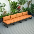thumbnail image 3 of LeisureMod Chelsea 4-Piece Outdoor Armless Patio Sectional Black Aluminum With Orange Cushions, 3 of 7