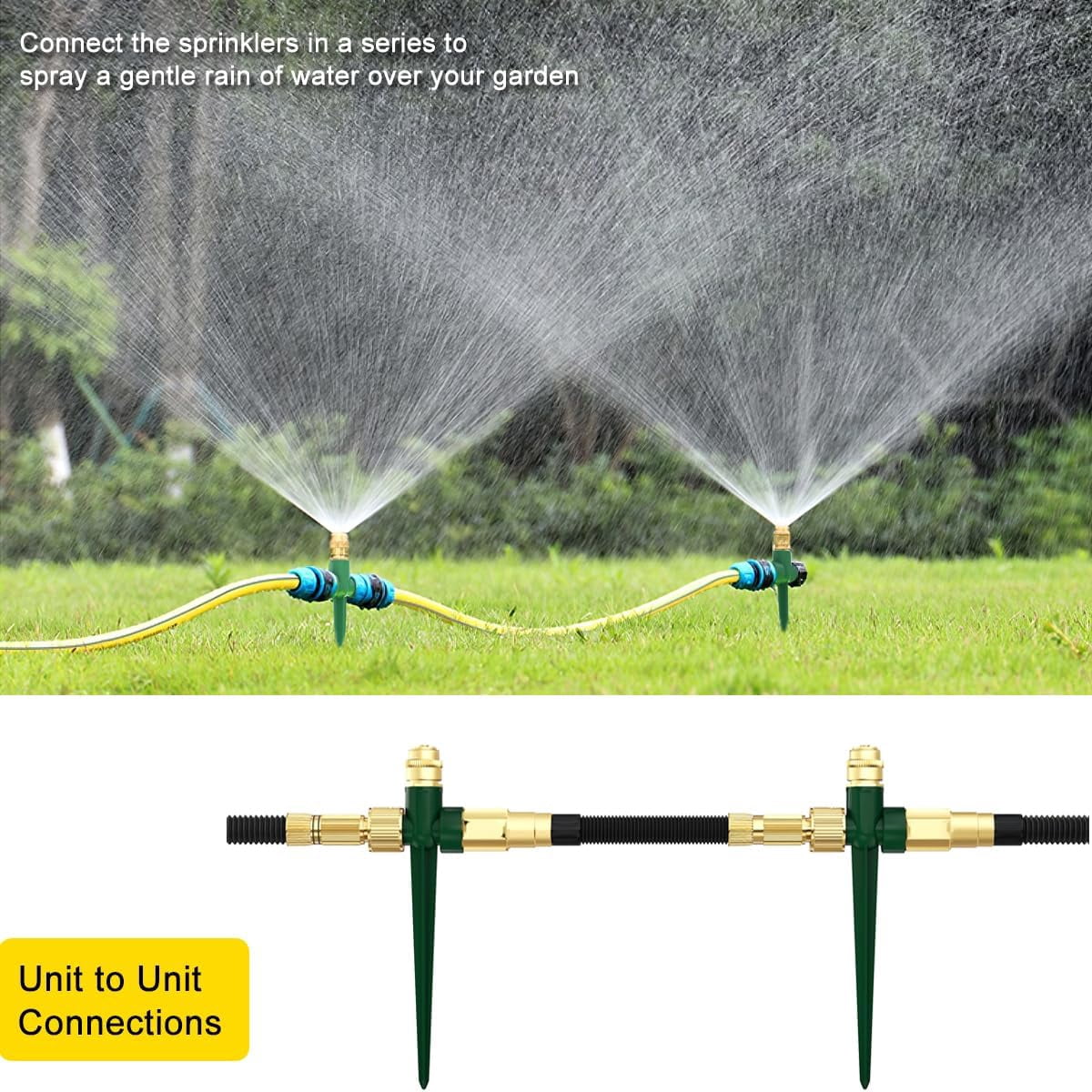 FANHAO 2 Pack Metal Lawn Sprinkler for Yard, 360 Degree Coverage,Garden Irrigation for Lawn