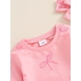 thumbnail image 4 of Suealasg Baby Girl Fall One Piece Clothes 3 6 12 18 Months Infant Girl Long Sleeve Bow Print Romper Bodysuit +Headband Newborn Girl Autumn Playsuit, 4 of 8