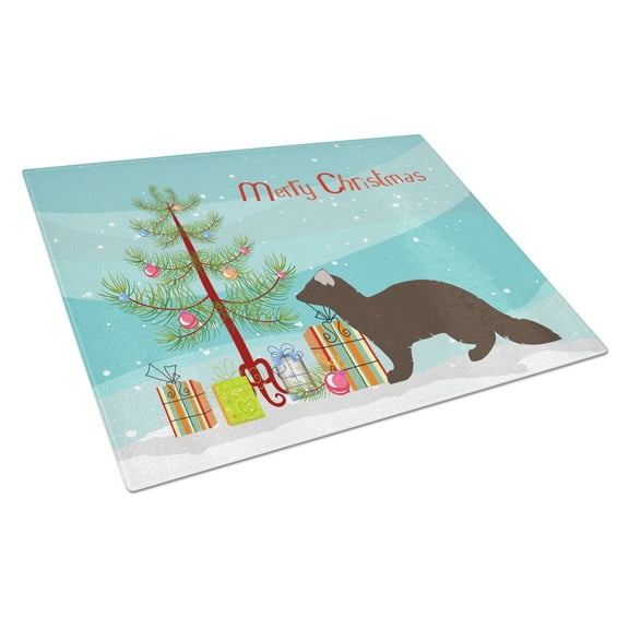 Caroline's Treasures Sable Marten Christmas Glass Cutting Board Large