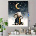 thumbnail image 4 of Moon Star Elephant Boy Nursery Canvas Print, Neutral Kids Bedroom Animal Home Wall Decor Art, 4 of 8