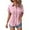 Pink, variant on Button Up Short Sleeve Shirt for Women, Casual Ladies Blouse with V Neck and Batwing Sleeves, Loose Fit Collared Summer Top in Solid Colors