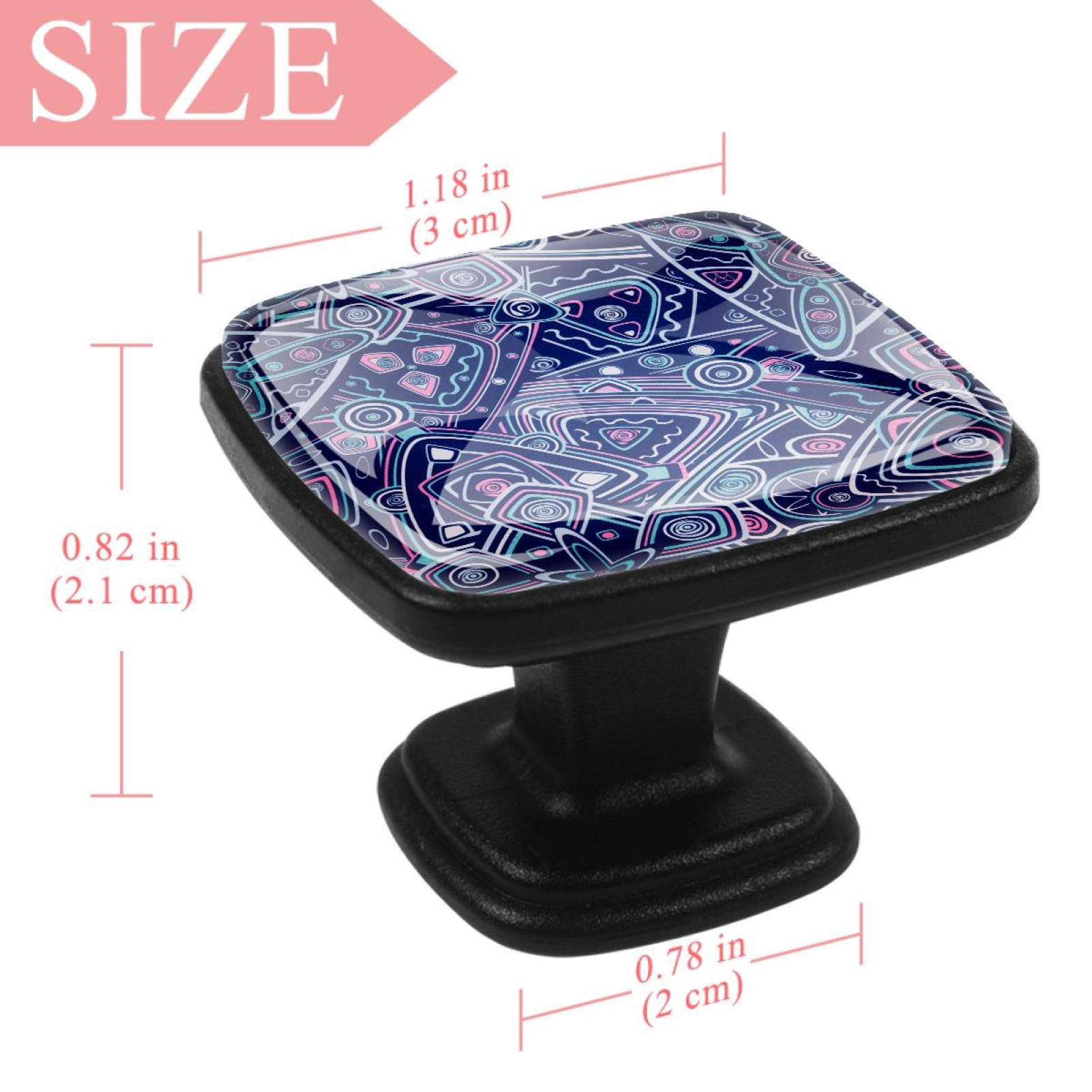4 Pcs Square Cabinet Handle Cupboard Knob Drawer Pulls Handle African Pattern Navy Drawer Knobs with Screws Furniture Decoration