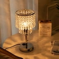 thumbnail image 2 of Yeacher Pull chain switch crystal USB table lamp with 3-hole AC American plug socket dressing, 2 of 8