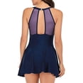 thumbnail image 4 of JSGEK Women's Swimsuit Built-in Bra Support Figure Flattering Open Back Halter Neck Mesh Accents Resort Fashion Blue L, 4 of 7