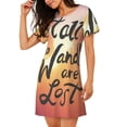 thumbnail image 2 of Fuzoiu Not All Who Wander Are Lost Print Women Nightgowns, Soft Comfy Lightweight Short Sleeves Sleepwear,Crew Neck Loungewear, 2 of 6