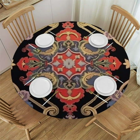 

BCIIG Colorful Abstract Designs Round Table Cover Stain Resistant Washable Perfect for Indoor Outdoor Kitchen Dining Wedding Parties 100％ Polyester with Elastic Edge Waterproof 46 -50