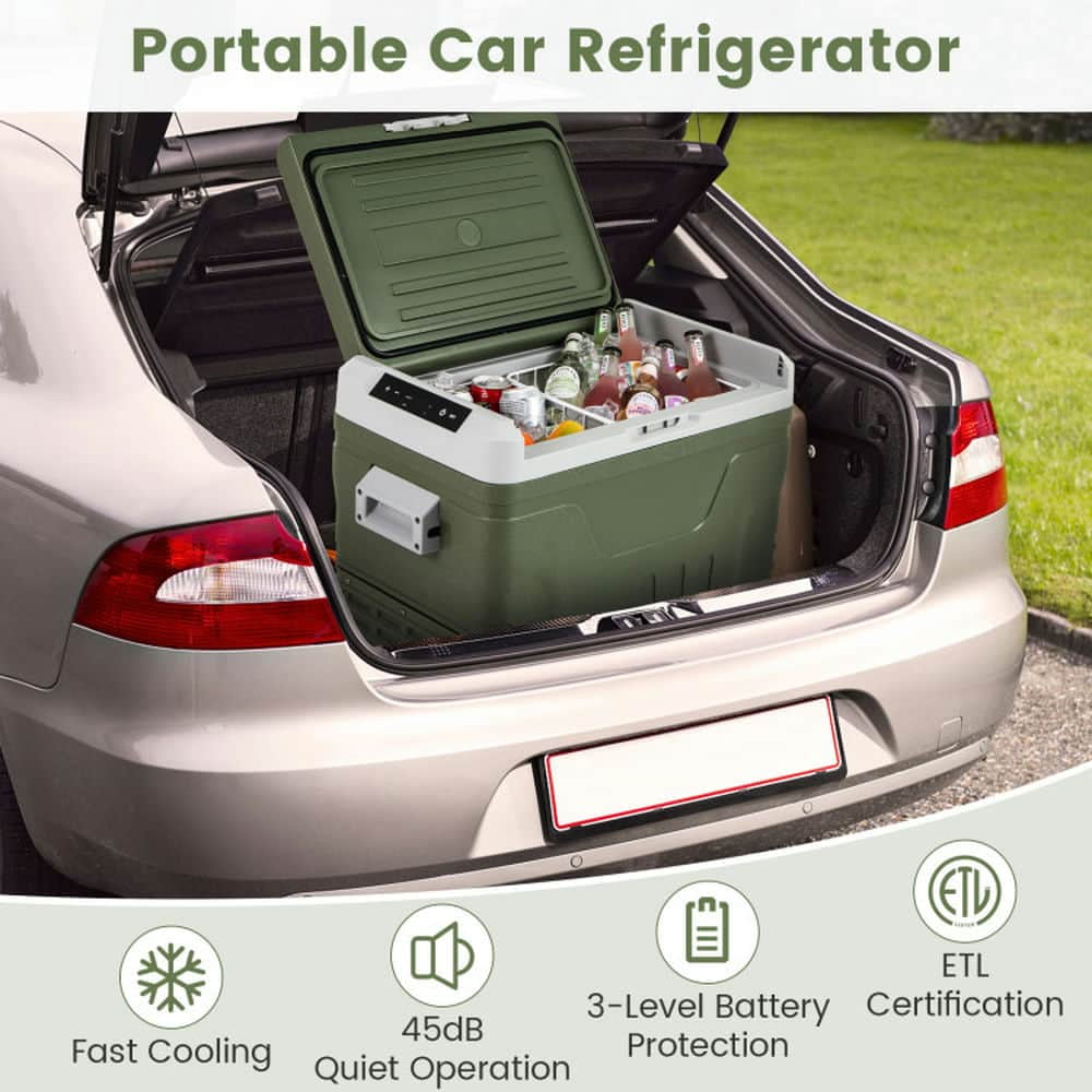 Spaco 12 Volt Car Refrigerator Portable Car Fridge with Adjustable Range, 50L Car Refrigerator, Green