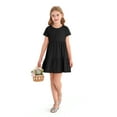 thumbnail image 2 of Actgleam Girls Waffle Short Sleeve Dresses Summer Casual Skater Swing Twirly Sundress For Girl,Black,9-10Years, 2 of 13