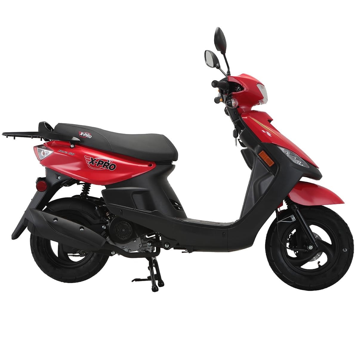 X-Pro Bora 50cc Gas Moped Scooter for Adults – Automatic Transmission, 4‑Stroke Engine with 10" Aluminum Wheels, Electric/Kick Start!