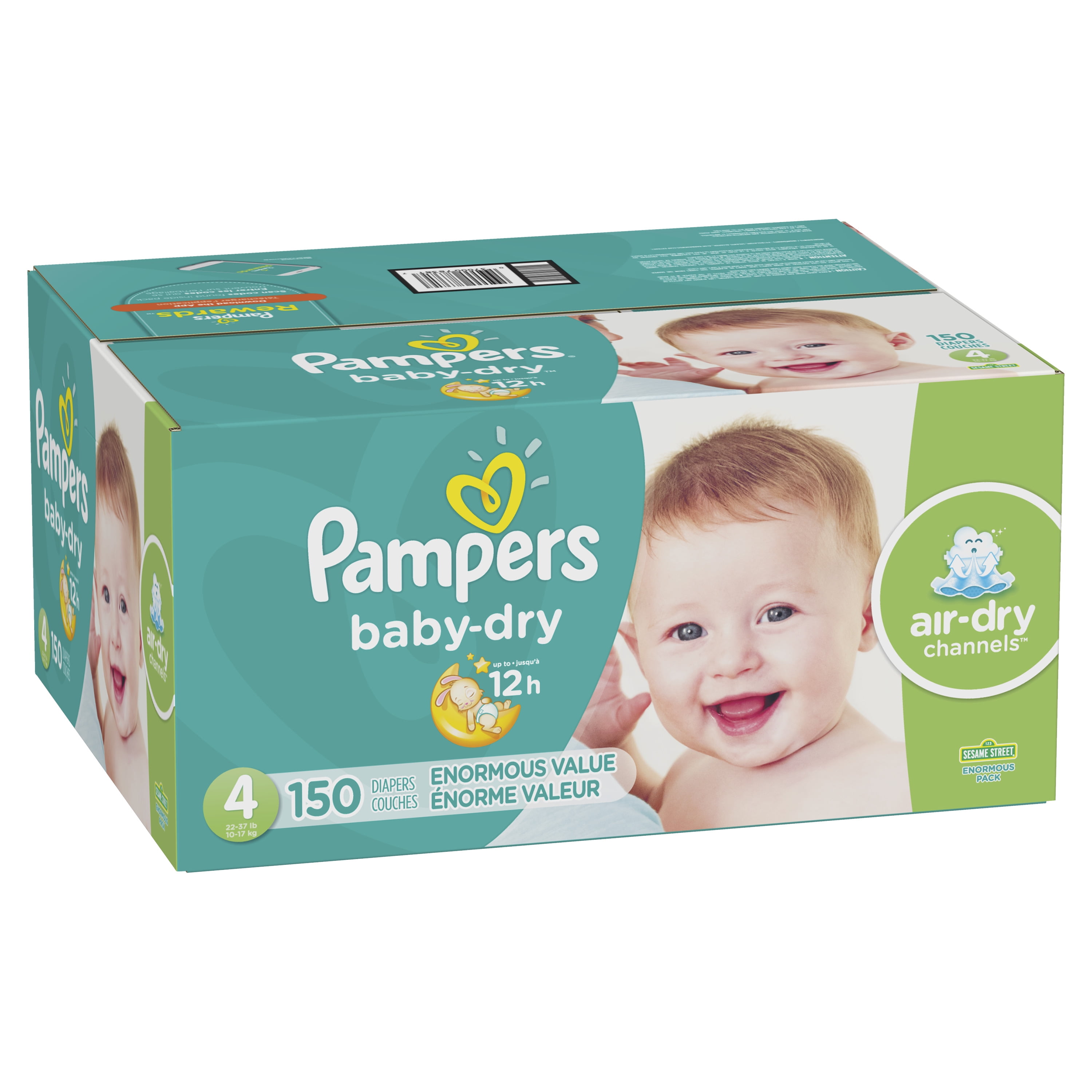 Mega Pack 96 Diapers PAMPERS Baby-Dry Size 4 (9-14kg) Baby Changes Lot