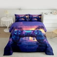 thumbnail image 2 of Manfei Modern Gamepad Bedding Comforter Set,Hawaii Sea Beach Pattern Twin Comforter Sets,Blue Purple Bedding Set For Boys Kids,Ultra Soft Home Decor Reversible,2 Pieces, 2 of 8