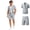 Light Grey, variant on Men's 2 Piece Short Sleeve Suit Set, Textured Blazer Jacket & Matching Dress Shorts, Slim Fit Casual Summer Outfit for Wedding, Beach, Business, Party