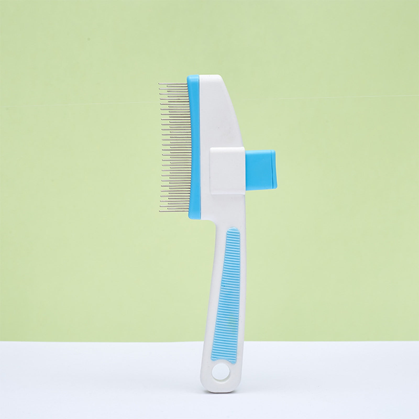 Pet Hair Removal Comb with Release Button, Flea and Lice Comb for Cats and Dogs, Stainless Steel Grooming Brush