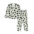 thumbnail image 1 of Fotbe Abstract Green Polka Dot Conjunto de Pijama de Manga Larga para Mujer con Estampado, Ropa de Dormir de 2 Piezas, Conjunto de Casa Suave y Cómodo con Bolsillos-XX-Large, 1 of 7