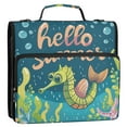 thumbnail image 3 of 3 Ring Zipper Binder with Shoulder Strap Waterproof Trapper Keeper 2 Inch D-Ring 500 Sheets Capacity Hello Summer Seahorses, 3 of 8