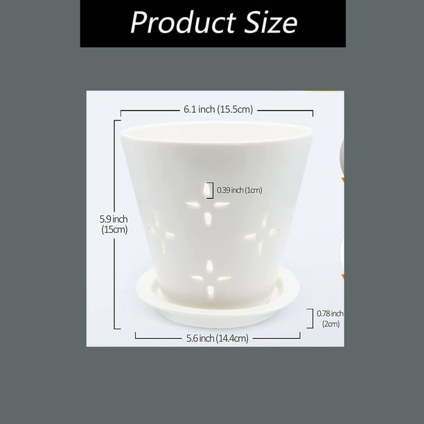 Ceramic Orchid Pot with Holes,White Orchid Flower Pot Set with Drainage