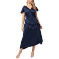 thumbnail image 1 of Adrianna Papell Womens Asymmetrical Satin Ruffle Cocktail Dress, Blue, Plus Size, 24W, 1 of 1