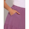 thumbnail image 5 of DARING DIVA Women's Midi Tiered Pleated Elastic Waist A-Line Skirt XS Purple, 5 of 7
