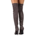thumbnail image 2 of New Women Liliana Gisele-7 Suede Pointy Toe Thigh High Single Sole Stiletto Boot, 2 of 3