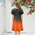 thumbnail image 5 of Grblisyd Girls Halloween Dresses Casual Ruffle Short Sleeve Midi Dress Cute Pumpkin Print Crew Neck A-Line Dress, 5 of 5