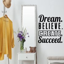 VWAQ Dream. Believe. Create. Succeed. Inspirational Wall Art Decal Motivational Home Decor - 22"H X 20"W BLACK