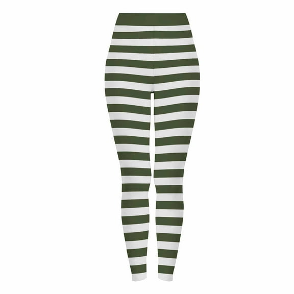 Striped Leggings for Women Casual High Waisted Jogger Yoga Sports Pants Halloween Funny Fashion Printed Party Tights