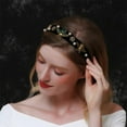 thumbnail image 3 of Baroque Crystal Headband Bridal Vintage Pearl Gemstone Bee Embellished Tiara Crown Luxury Wide Velvet Hair Hoop for Wedding, 3 of 7