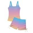 thumbnail image 2 of BFHHYA Girls Swimsuits Sets 2 Piece Adjustable Tank Top with Tropical Print Shorts Sets Teens Summer Beach Swimwear 7-16 Years, 2 of 6