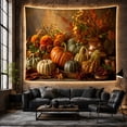 thumbnail image 6 of Pumpkins and Berries on a Muted Brownish-Gold Background, Nostalgic Rustic for Autumn Decor Lovers, Still Life Wall Art, Thanksgiving Gift, Tapestry Wall Hanging for Living Room and Bedroom, 6 of 7