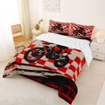 thumbnail image 2 of Manfei Speed Motorbike Full Size Comforter Sets,Red Checkered Pattern Bedding Comforter Set,Reversible,3-Piece,1 Comforter and 2 Pillowcases, 2 of 7