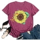 thumbnail image 2 of Gibobby Blusa de Trabajo de Manga Corta Las mujeres rematan la camisa moda casual cuello redondo manga corta(Rosa caliente,XL), 2 of 4