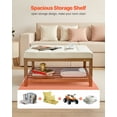 thumbnail image 6 of VEVOE Large Square Ottoman Coffee Table, 34.5 Inch Tufted Coffee Table with Solid Wood Shelf Storage, Linen Solid Upholstered Footrest Ottoman for Bedroom Living Room, 400 LBS, Off-White, 6 of 9