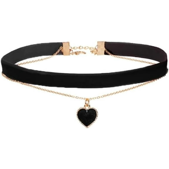 Black Red Heart Velvet Choker Necklace for Women, Vintage Adjustable Gothic Choker with Small Heart Pendant for Women, Christmas Jewelry Accessories