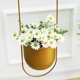 thumbnail image 3 of Soporte colgante de hierro forjado para flores | Jardinera de techo y pared para interiores de metal dorado | Alturas de cuerda ajustables | Decoración de arte moderno para el hogar | 39,3 x 5,7 x, 3 of 5